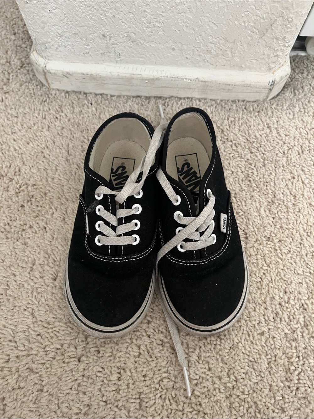 Vans Kids Black Canvas Sneakers with White Laces